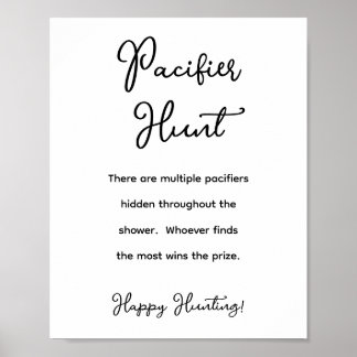 Minimalistisch Baby Dusche Schnuller Jagd Poster