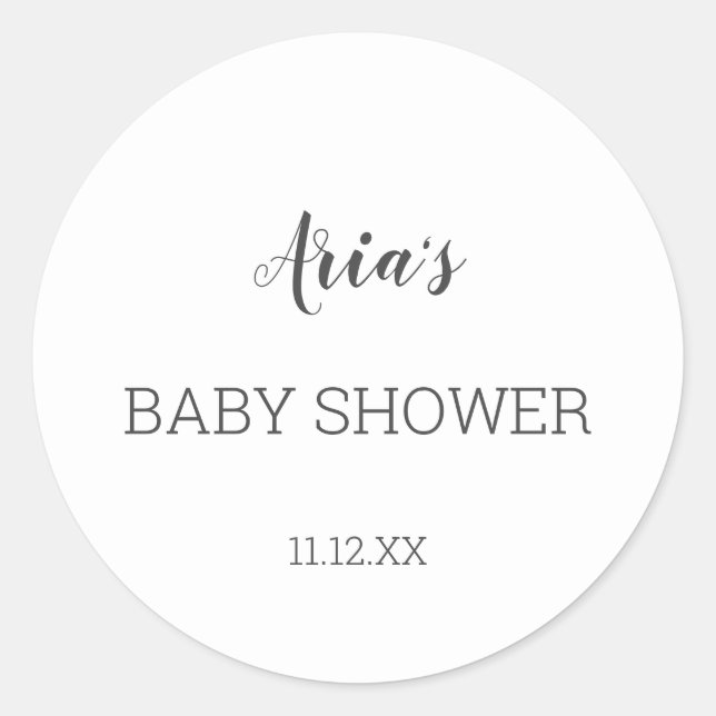 Minimalistisch Baby Dusche Umschlag Aufkleber (Vorderseite)