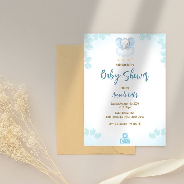 Minimalistisch Baby Elephant Baby Dusche Einladung (Von Creator hochgeladen)