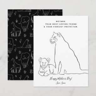 Minimalistisch Baby Lion Line Art Mother Day Card