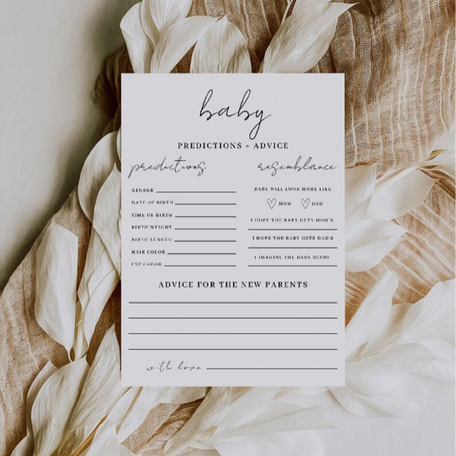 Minimalistisch Baby Predication Card Baby Shower G Einladung (Minimalist Baby Predictions Card Baby Shower Game,)