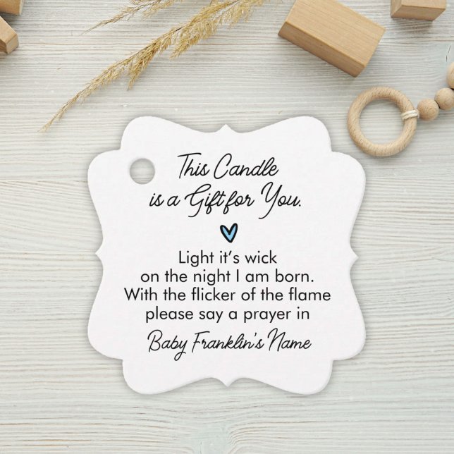 Minimalistisch Baby Shower Baby Boy Candle Geschenkanhänger (Von Creator hochgeladen)