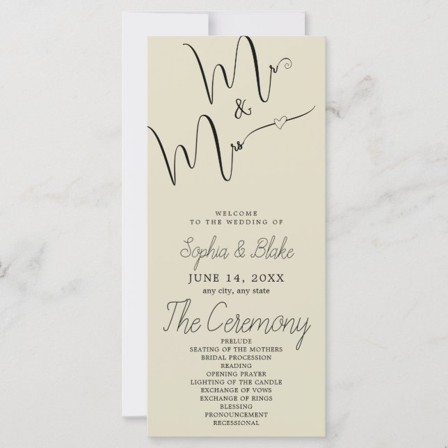 Minimalistisch Bamboo Brown Wedding Program (Vorderseite)