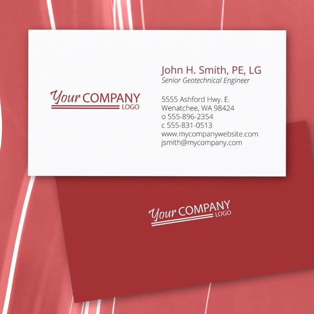 Minimalistisch Basic Beruflich Red, White Visitenkarte (minimalist, simple red logo professional business card template)
