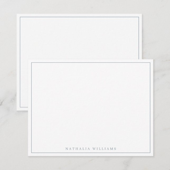 Minimalistisch Basic Personalize Dusty Blue Statio Mitteilungskarte (Vorne/Hinten)