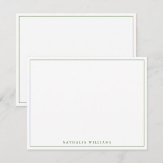 Minimalistisch Basic Personalize Moss Green Statio Mitteilungskarte