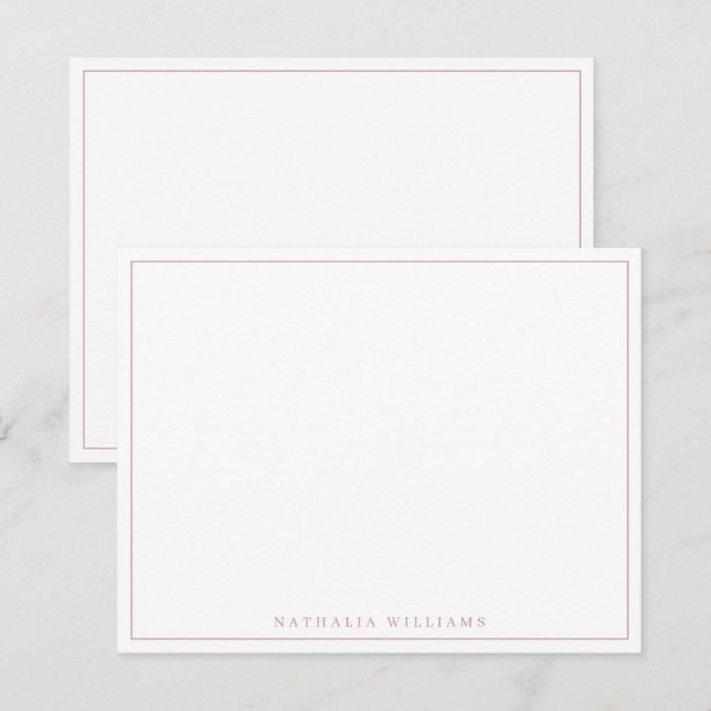Minimalistisch Basic Personalize Rose Mauve Statio Mitteilungskarte (Vorne/Hinten)