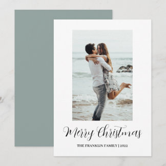 Minimalistisch Beach Couple Verlobung Weihnachtska Feiertagskarte