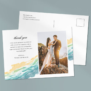 Minimalistisch Beach Foto Wedding Vielen Dank Post Postkarte