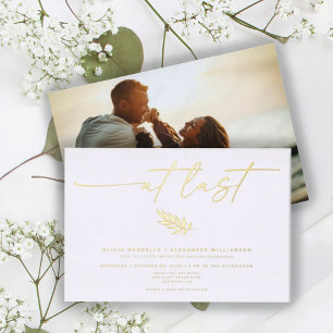 Minimalistisch bei der letzten Hochzeit Foto real Folieneinladung