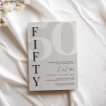 Minimalistisch Beige 50. Geburtstagsparty Einladung<br><div class="desc">Diese minimalistische Typografie 50. Geburtstagsfeier lädt zu einer modernen Geburtstagsparty ein. Anpassbar in jeder Farbe. Behalt das Design minimal und elegant, wie es ist, oder personalisiere es durch Hinzufügen von eigenen Grafiken und Kunstwerken. Für eine erweiterte Anpassung dieses Designs, z.B. das Ändern des Layouts, des Schriftartes oder der Textgröße, klicken...</div>
