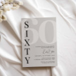 Minimalistisch Beige 60. Geburtstagsparty Einladung<br><div class="desc">Diese minimalistische Typografie 60. Geburtstagsfeier lädt zu einer modernen Geburtstagsparty ein. Anpassbar in jeder Farbe. Behalt das Design minimal und elegant, wie es ist, oder personalisiere es durch Hinzufügen von eigenen Grafiken und Kunstwerken. Für eine erweiterte Anpassung dieses Designs, z.B. das Ändern des Layouts, des Schriftartes oder der Textgröße, klicken...</div>