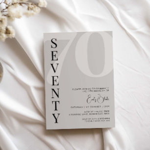 Minimalistisch Beige 70. Geburtstagsparty Einladung
