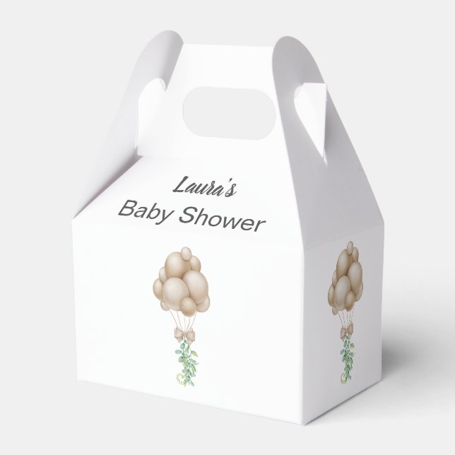 Minimalistisch Beige Balloons Boho Babydusche Geschenkschachtel (Vorderseite)