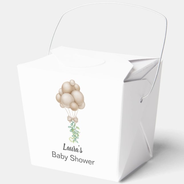 Minimalistisch Beige Balloons Boho Babydusche Geschenkschachtel (Vorderseite)