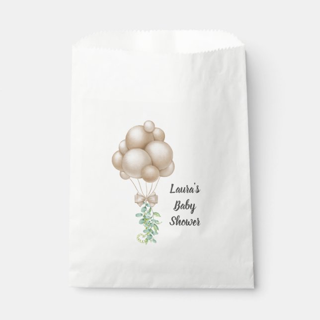 Minimalistisch Beige Balloons Boho Babydusche Geschenktütchen (Vorderseite)