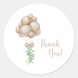 Minimalistisch Beige Balloons Boho Babydusche Runder Aufkleber