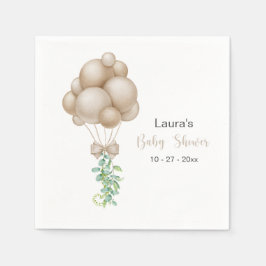 Minimalistisch Beige Balloons Boho Babydusche Serviette