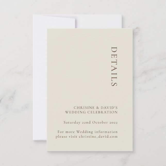 Minimalistisch beige Bohemische Wedding Detailkart Einladung (Vorderseite)