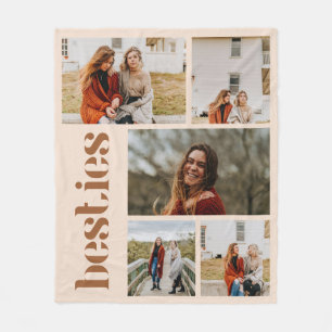 Minimalistisch Beige Custom 5 Foto Besties Fleecedecke