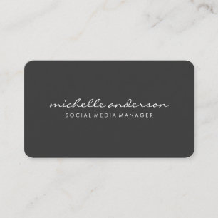 Minimalistisch Beige Grauer, kursiver Text Visitenkarte