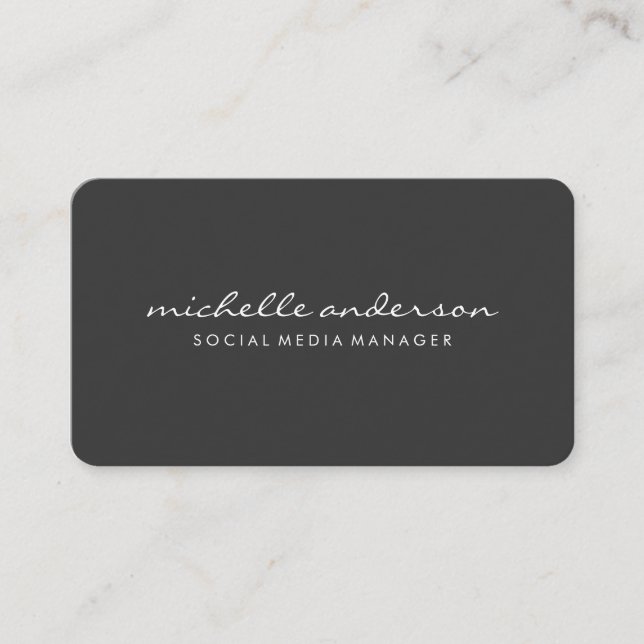 Minimalistisch Beige Grauer, kursiver Text Visitenkarte (Vorderseite)