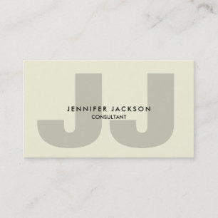 Minimalistisch Beige Monogram Trendy Modern Visitenkarte