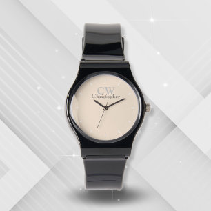Minimalistisch-Beige-Monogramm Armbanduhr