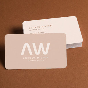 Minimalistisch-Beige-Monogramm Visitenkarte