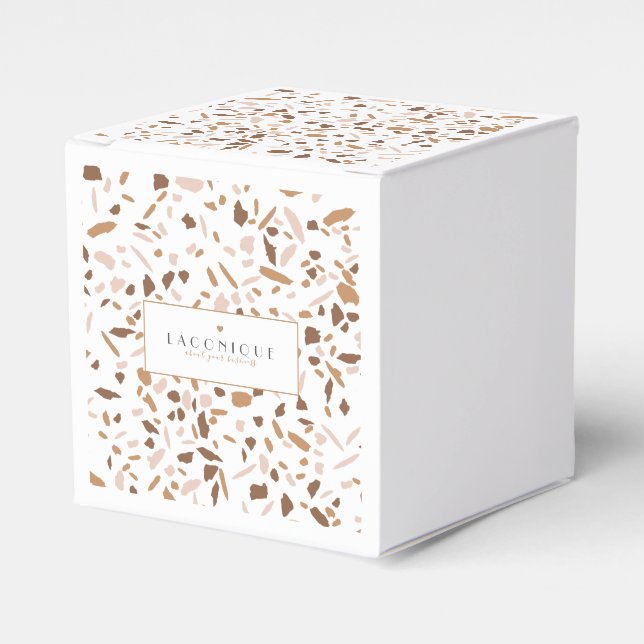Minimalistisch Beige Terrazzo Mosaic Branding Geschenkschachtel (Vorderseite)