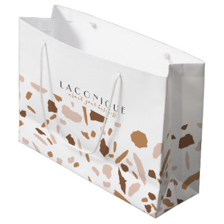 Minimalistisch Beige Terrazzo Mosaic Große Geschenktüte