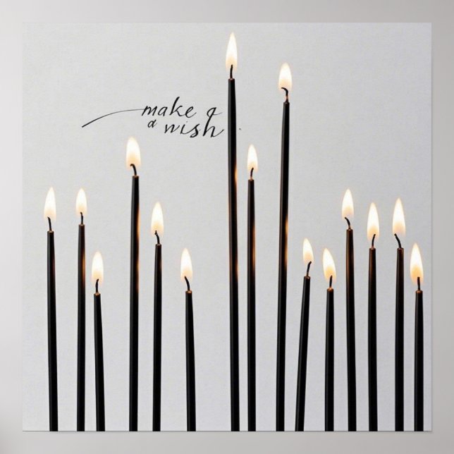 Minimalistisch beleuchtete schwarze Kerzen Flammen Poster (Vorne)