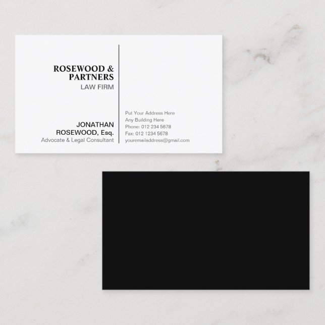 Minimalistisch Beruflich Schwarz/Weiß | einseitig Visitenkarte (Vorne/Hinten)
