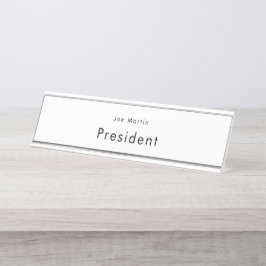 Minimalistisch Beruflich Schwarz/Weiß Schreibtischnamensplakette