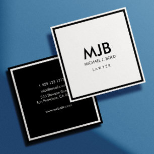 Minimalistisch Berufliche Elegant Weiß und Schwarz Quadratische Visitenkarte