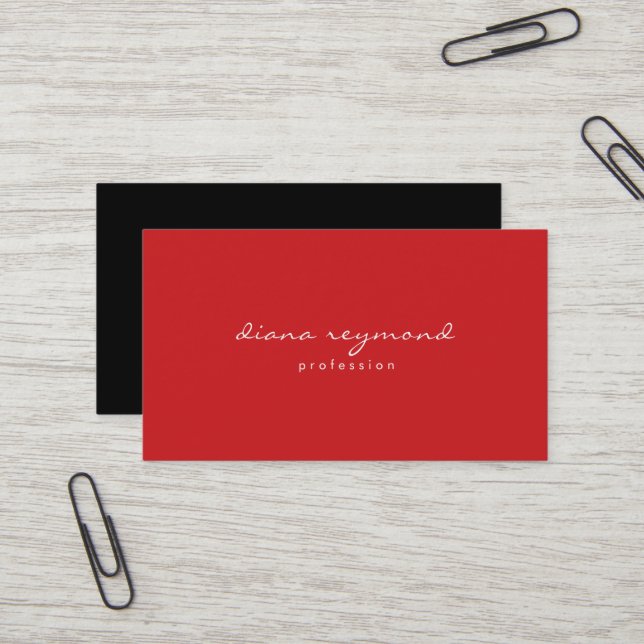 Minimalistisch Berufliche Färberrot I Schwarz Visitenkarte (Vorderseite/Rückseite Beispiel)