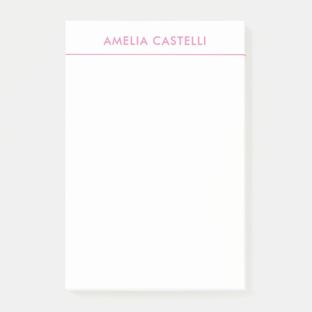 Minimalistisch Berufliche Schlichte Rosa weiß Post-it Klebezettel (Vorderseite)