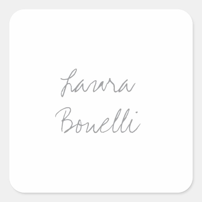 Minimalistisch Beruflicher Name Quadratischer Aufkleber (Vorderseite)
