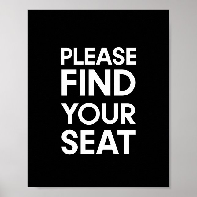 Minimalistisch Bitte finden Sie Ihr Sitzzeichen Poster (Vorne)