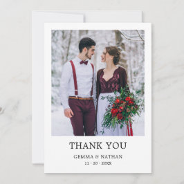 Minimalistisch Black 2 Foto Wedding Dankeschön Kar Dankeskarte