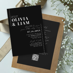 Minimalistisch Black All One UAWG QR Code Wedding Einladung