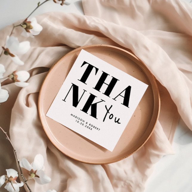 Minimalistisch Black and White Bold Vielen Dank fü Serviette (Von Creator hochgeladen)