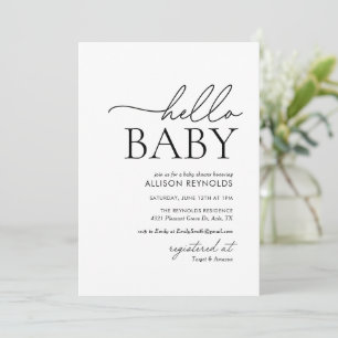 Minimalistisch Black and White Hello Baby Dusche Einladung