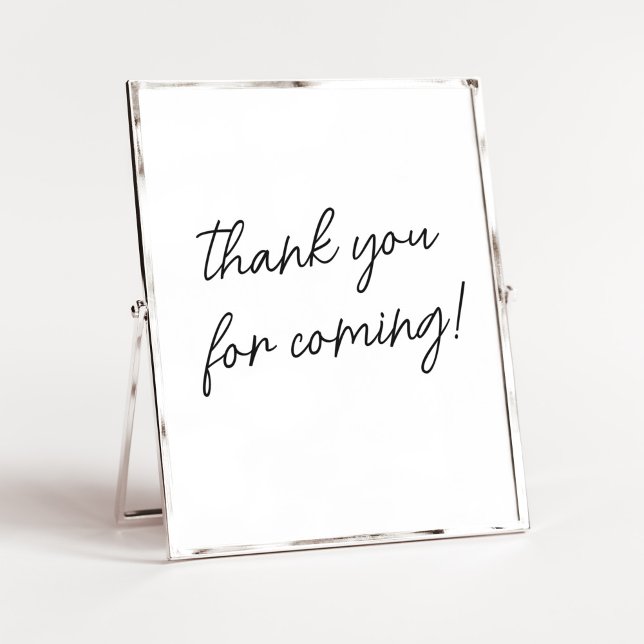 Minimalistisch Black and White Vielen Dank für Ihr Poster (White Minimalist Heart Baby Shower Thank You for Coming Sign)