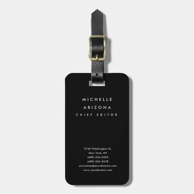 Minimalistisch Black Beruflich Modern Gepäckanhänger (Vorderseite vertikal)