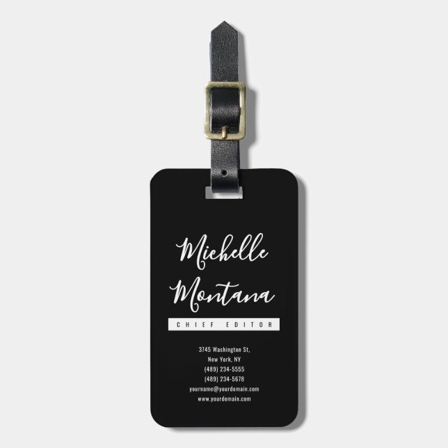 Minimalistisch Black Beruflich Modern Gepäckanhänger (Vorderseite vertikal)