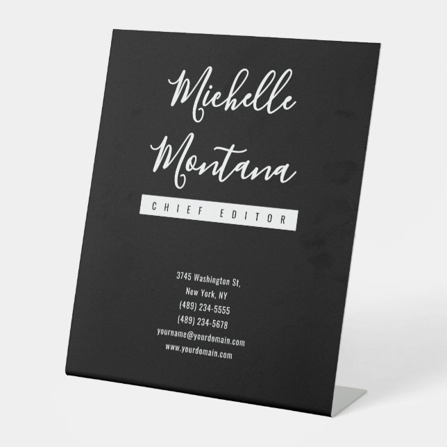 Minimalistisch Black Beruflich Modern Sockelschild (Vorderseite)