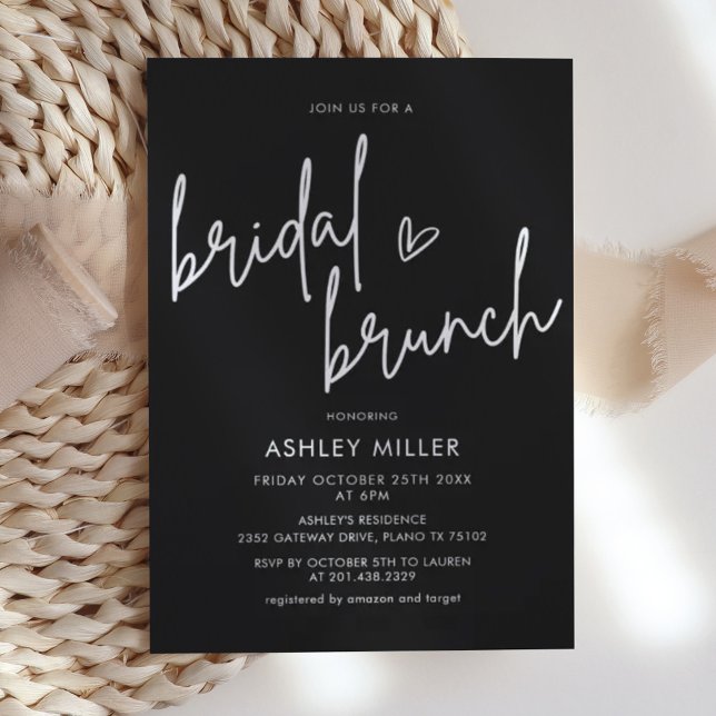Minimalistisch Black Bridal Brunch Einladung (Von Creator hochgeladen)