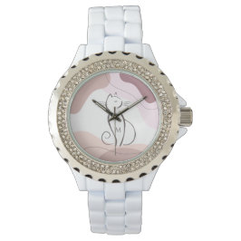 Minimalistisch Black Cat Bio Boho Formen Monogram Armbanduhr