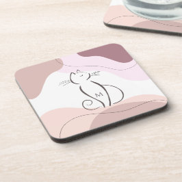 Minimalistisch Black Cat Bio Boho Formen Monogram Getränkeuntersetzer